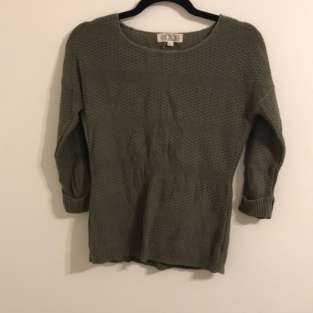 Pink Rose Green Sweater